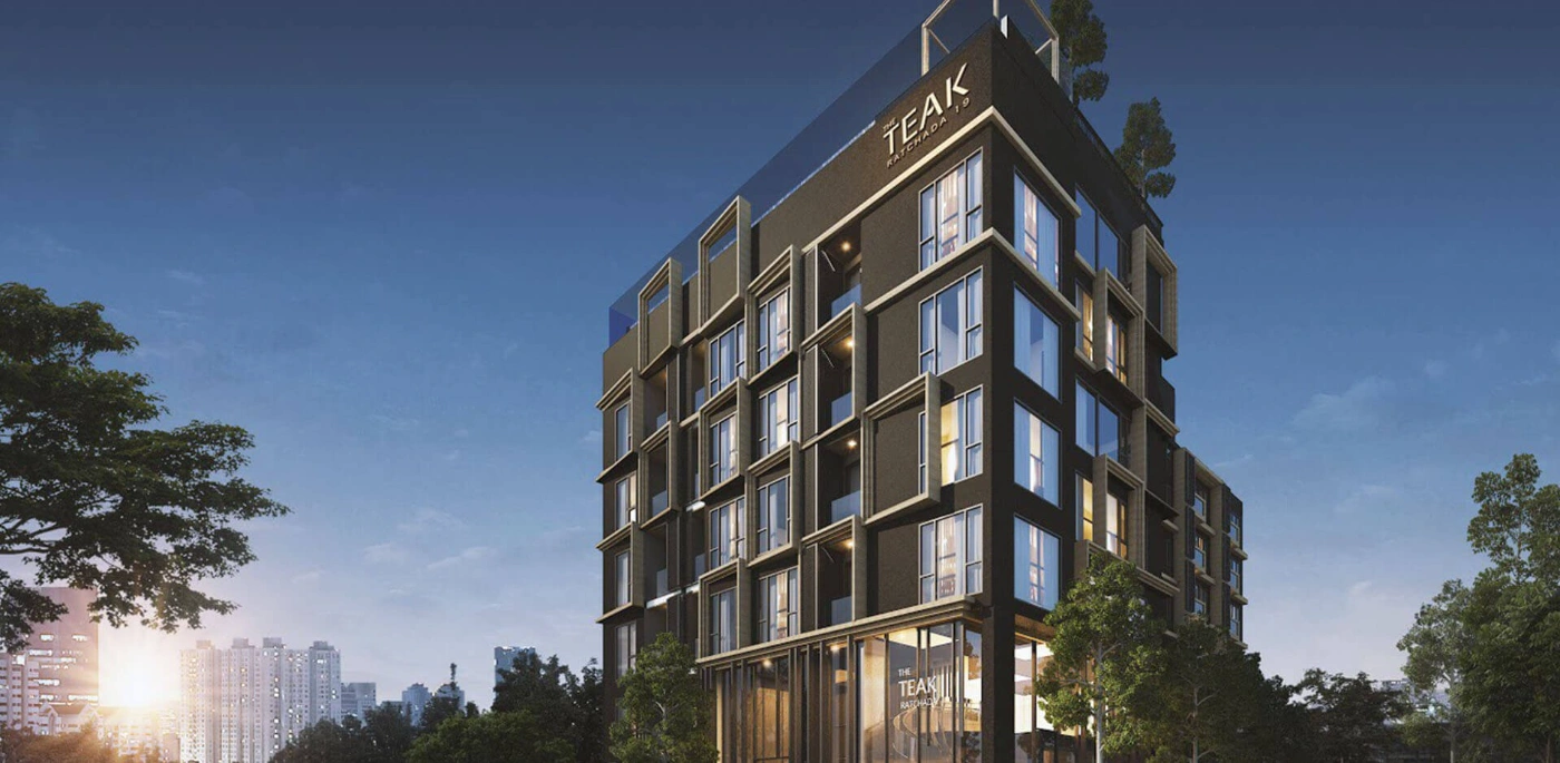 The Teak Ratchada 19 Building Front at Dusk