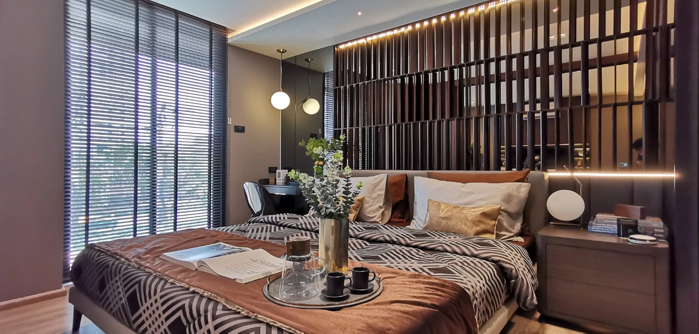 The Teak Ratchada 19 Bedroom with Wood Headboard