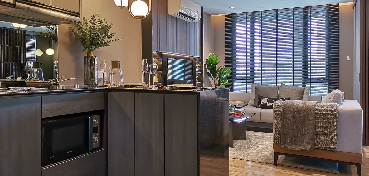 The Teak Ratchada 19 Kitchen and Living Angle View