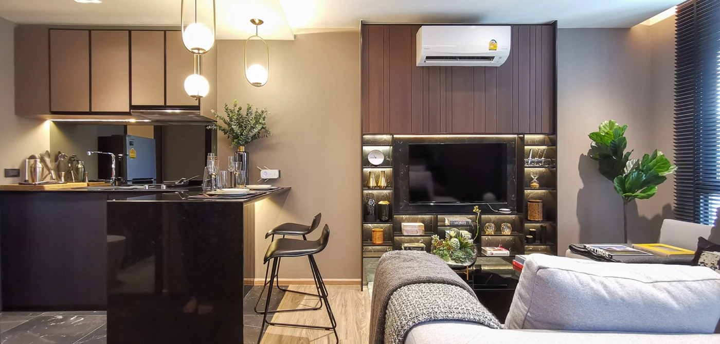 The Teak Ratchada 19 Kitchen and Living Overview