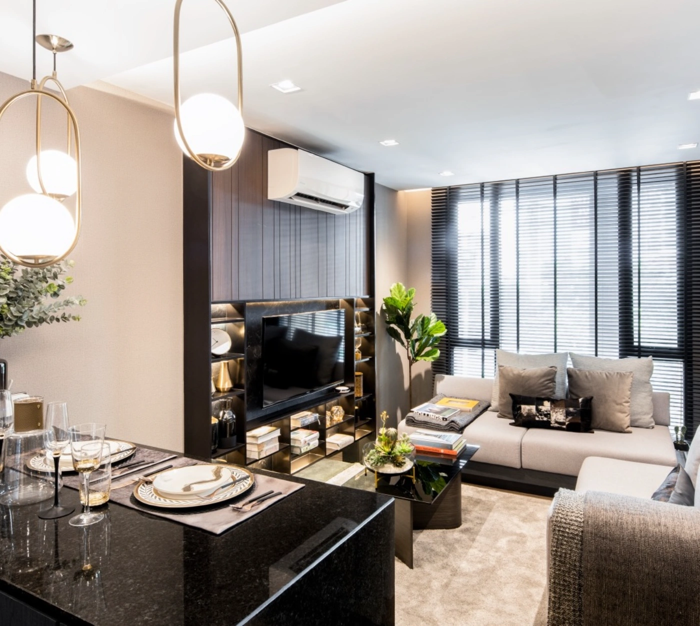 The Teak Ratchada 19 Living, Dining, and TV Area
