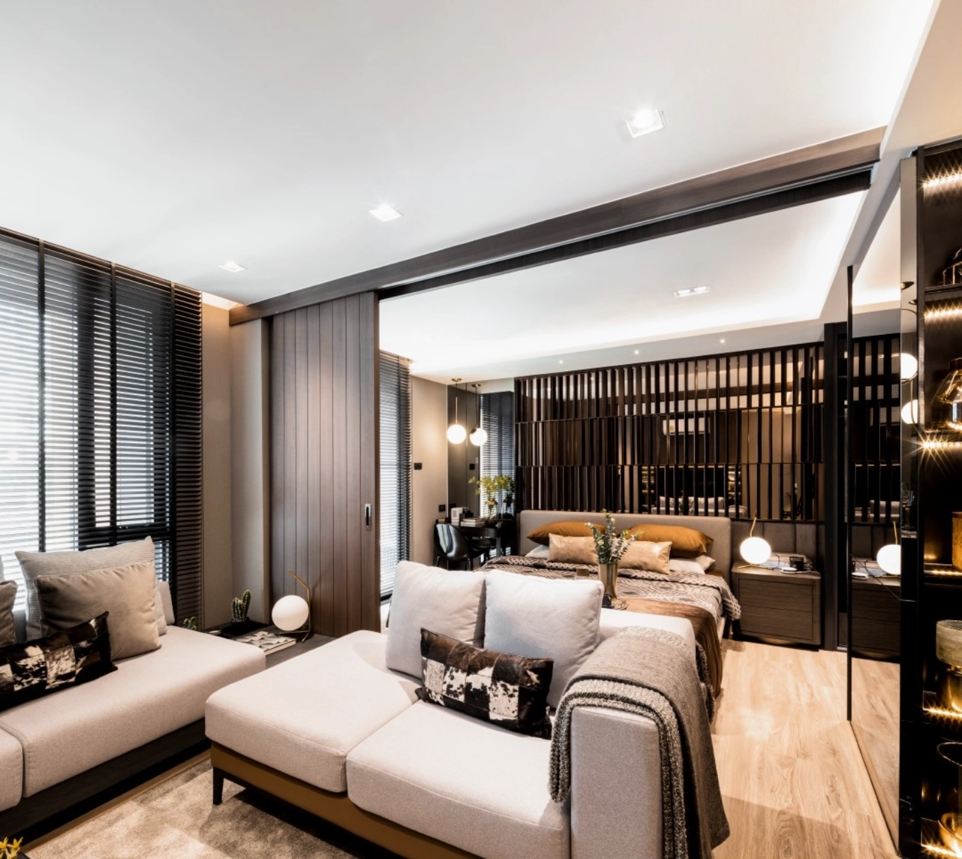 The Teak Ratchada 19 Studio Living and Bedroom
